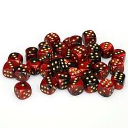 36 dés pour JDR Chessex - Gémini - Noir, rouge et or