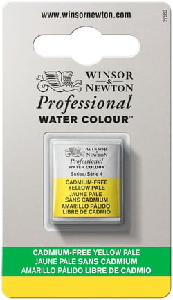 1/2 godet - Peinture aquarelle Winsor & Newton - Jaune pâle sans Cadmium n°907 - Extra fine - Opaque