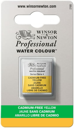 1/2 godet - Peinture aquarelle Winsor & Newton - Jaune sans Cadmium n°890 - Extra fine - Opaque