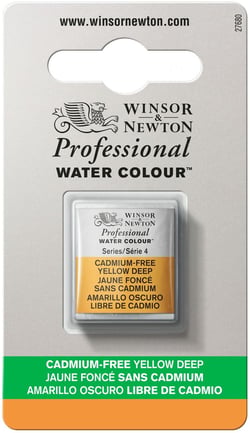 1/2 godet - Peinture aquarelle Winsor & Newton - Jaune foncé sans Cadmium n°891 - Extra fine - Opaque