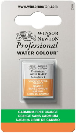 1/2 godet - Peinture aquarelle Winsor & Newton - Orange sans Cadmium n°899 - Extra fine - Opaque