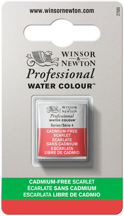 1/2 godet - Peinture aquarelle Winsor & Newton - Écarlate sans Cadmium n°903 - Extra fine - Opaque