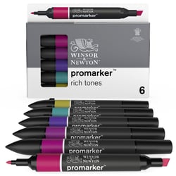 Lot de 6 marqueurs alcool à double pointe ProMarker Winsor & Newton - Tons riches