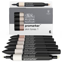 Lot de 6 marqueurs alcool à double pointe ProMarker - Winsor & Newton - Tons chair n°1