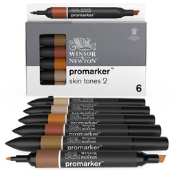 Lot de 6 marqueurs alcool à double pointe ProMarker Winsor & Newton - Tons chair n°2
