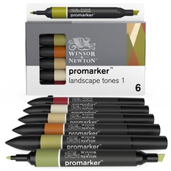 Lot de 6 marqueurs alcool pointe ProMarker Winsor & Newton - Tons de paysage 1