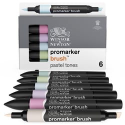 Lot de 6 marqueurs alcool BrushMarker - Winsor & Newton - Tons pastels