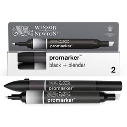 Lot de 2 marqueurs alcool Promarker noir + blender - Winsor & Newton