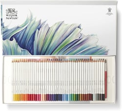 Winsor & Newton Coffret crayon aquarelle - 48 crayons aquarelle + 1 bloc + 1 pinceau