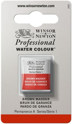 1/2 godet - Peinture aquarelle Winsor & Newton - Brun de Garance n°056 - Extra fine - Semi-transparent