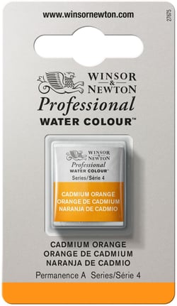 1/2 godet - Peinture aquarelle Winsor & Newton - Orange de Cadmium n°089 - Extra fine - Opaque