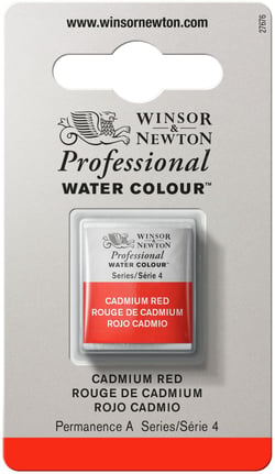 1/2 godet - Peinture aquarelle Winsor & Newton - Rouge de Cadmium n°094 - Extra fine - Opaque