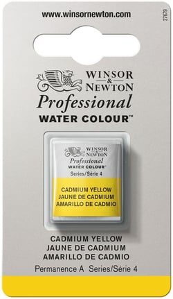 1/2 godet - Peinture aquarelle Winsor & Newton - Jaune de Cadmium n°108 - Extra fine - Opaque