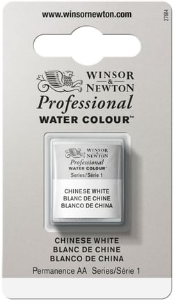 1/2 godet - Peinture aquarelle Winsor & Newton - Blanc de Chine n°150 - Extra fine - Semi-opaque