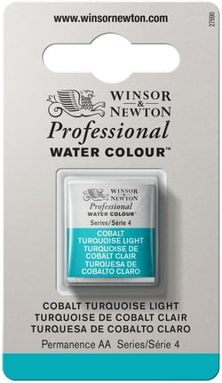 1/2 godet - Peinture aquarelle Winsor & Newton - Turquoise Cobalt clair n°191 - Extra fine - Semi-opaque