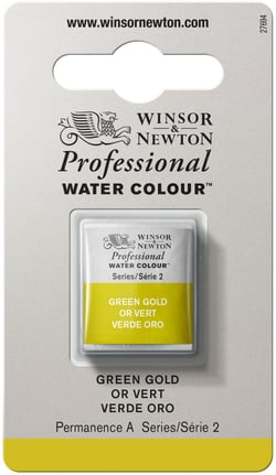 1/2 godet - Peinture aquarelle Winsor & Newton - Vert doré n°294 - Extra fine - Transparent