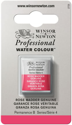 1/2 godet - Peinture aquarelle Winsor & Newton - Rose de Garance authentique n°587 - Extra fine - Transparent