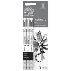 Stylos fineliner Winsor & Newton - noir - pointes 0.5/0.8/1.0 - lot de 3