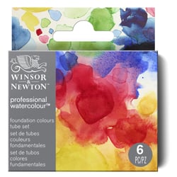 Lot de 6 tubes de 5ml d'aquarelle professionnelle Winsor & Newton - Fondamentales