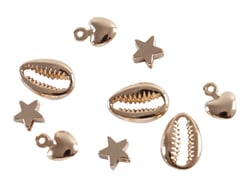 9 breloques dorées « étoiles, coquillages et coeurs »  - Créalia