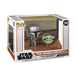 Figurine Pop Vinyl - The Mandalorian avec bébé Yoda n°390 - Funko