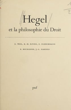Hegel et la philosophie du droit - Travaux du Centre de recherche et de documentation sur Hegel et sur Marx