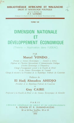 Dimension nationale et développement économique - Théorie, application dans l'U.D.E.A.C.