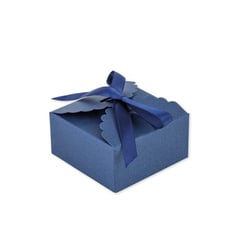 10 boites festonnées et ruban satin - bleu - 7 x 3,5 cm