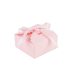 10 boites festonnées et ruban satin - rose - 7 x 3,5 cm
