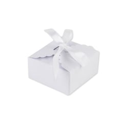 10 boites festonnées et ruban satin - blanc - 7 x 3,5 cm
