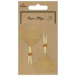 10 Cœurs Kraft montés sur Piques - 8 cm - Rayher