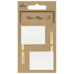 10 Drapeaux Blanc montés sur Piques - 7,5 cm - Rayher
