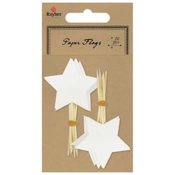 10 Etoiles Blancches montées sur Piques - 8 cm - Rayher