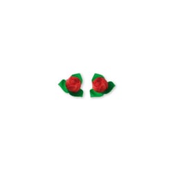 Lot de 10 roses avec feuilles azyme Patisdécor - Rouge - ⌀ 5 cm - 21 g