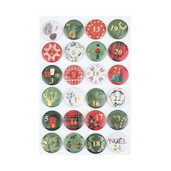 Badges ronds x24 - 3cm - Noël tradition - Créalia