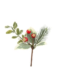 Branche enneigée - Tradichic - rouge et pailleté or - 10 cm  