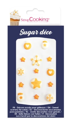 Lot de 14 décorations en sucre ScrapCooking® - Doré - 8 g