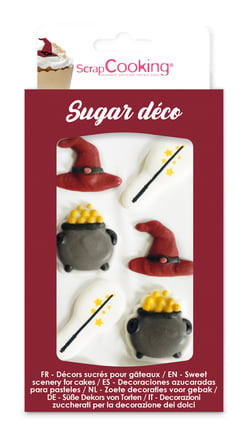 Lot de 6 décorations en sucre ScrapCooking® - Halloween sorcier - 12 g