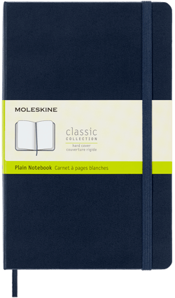 Carnet - 13 x 21 cm - Moleskine- 240 pages unies - couverture rigide - bleu saphir