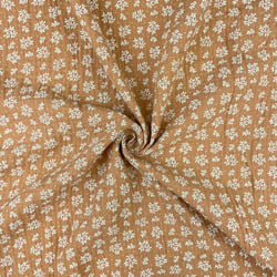 Coupon de tissu en double gaze Domotex - Uni - Coton - Camel - 100 x 130 cm