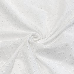 Coupon de tissu broderie anglaise Domotex  - Coton - Blanc - 100 x 130 cm