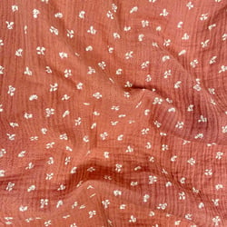 Coupon de tissu en double gaze Domotex - Imprimé - Coton - Marsala/blanc - 100 x 130 cm