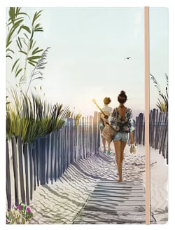 Chemise à élastique A4 carton Clairefontaine - 3 rabats - Plage - Sophie Griotto
