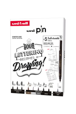 Coffret Uni-ball - Edition lettering - 8 feutres Uni-pin + 1 Shalaku S