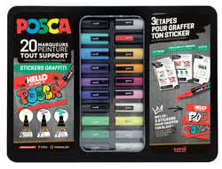 Mallette de 20 marqueurs - Posca - Stickers Graffiti