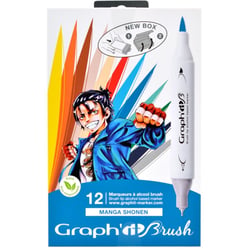 Lot de 12 marqueurs alcool Brush - Graph'it - Manga Shonen