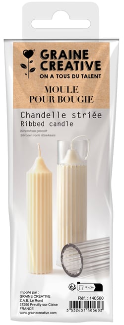 Moule à bougie Graine Créative - Chandelle striée - PVC - 14 cm