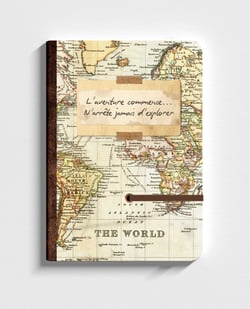 Carnet de voyage - A5 14,8 x 21 x 1,4 cm  - pages blanches - Carnet d'explorateur