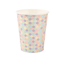 Gobelet - Sirène - iridescent, pastel et Or - 255 ml - paquet de 8