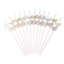 Paille - Iridescentes - Sirène Pastel et Or - 19,5cm - paquet de 12